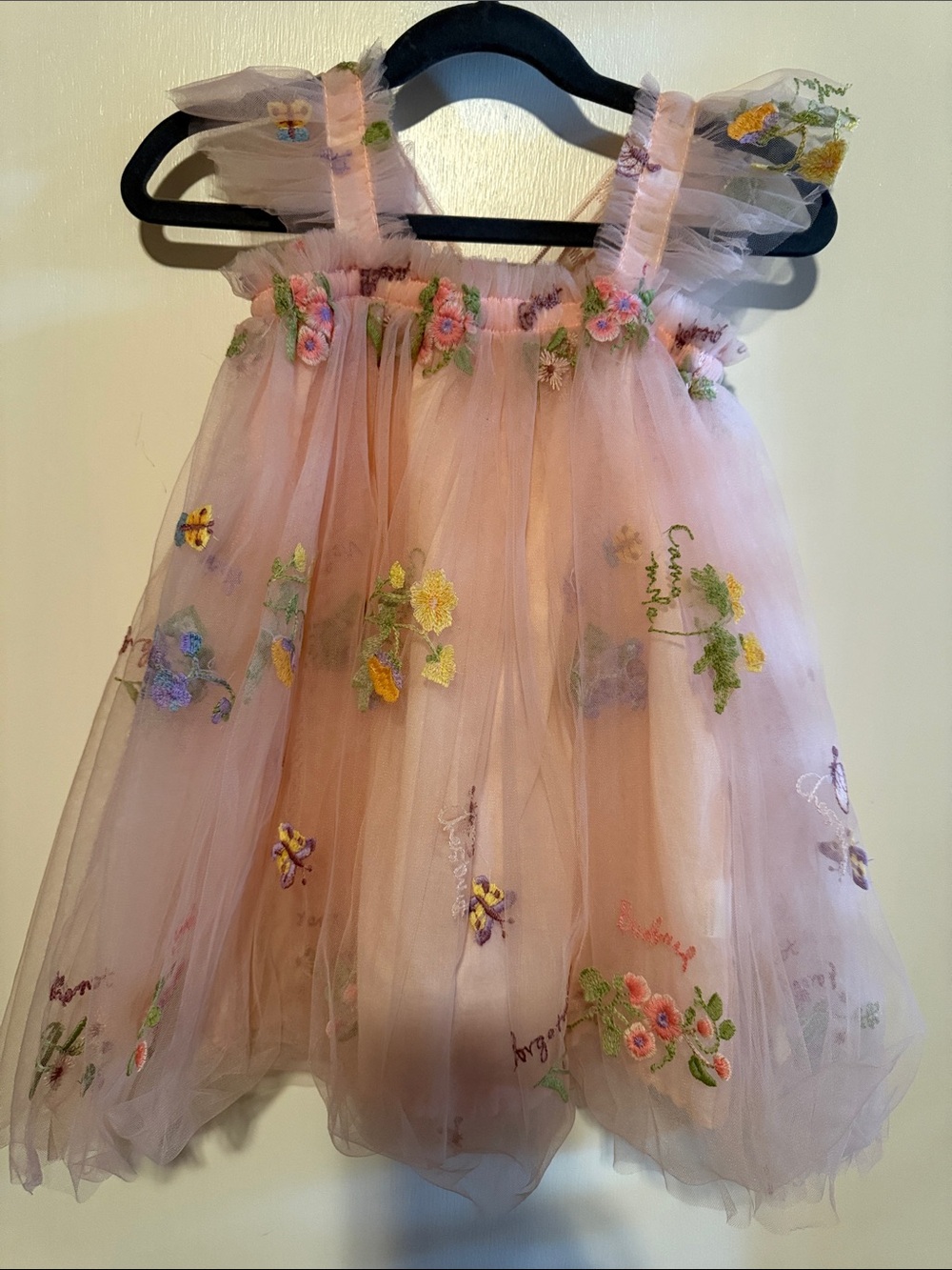 Toddler Pink Floral Tulle Fairy Dress with Wings - Picture 3 of 5
